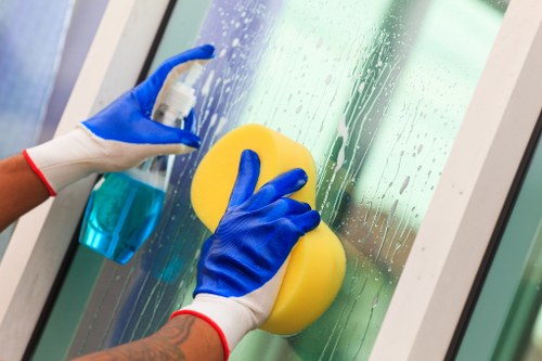 Local cleaners removing bulky items from a house
