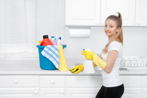 Cleaning product safety and labeled equipment for workplace use