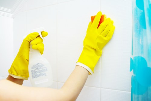Local cleaning specialists discussing quality standards for a residential property