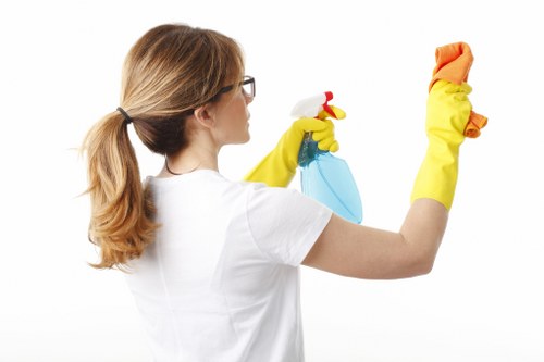 Routine cleaning of a modern office meeting room in Wandsworth