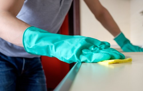 Technician treating carpet stains in a Wandsworth property