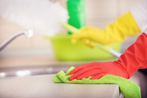 Detailed post-construction cleaning of a modern kitchen in Wandsworth